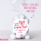 "I Like You Alotl" Valentine's Day Axolotl Stickers