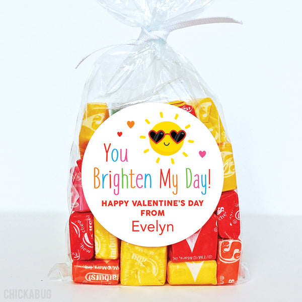 Sun "You Brighten My Day" Valentine's Day Stickers