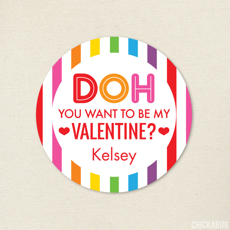 Personalized Playdough Doh You Want To Be My Valentine Stickers