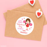 Cheerleader with Brown Hair  Valentine's Day Stickers