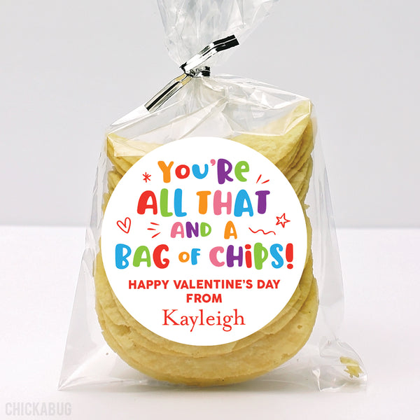 Potato Chips "All That and a Bag of Chips" Valentine's Day Stickers