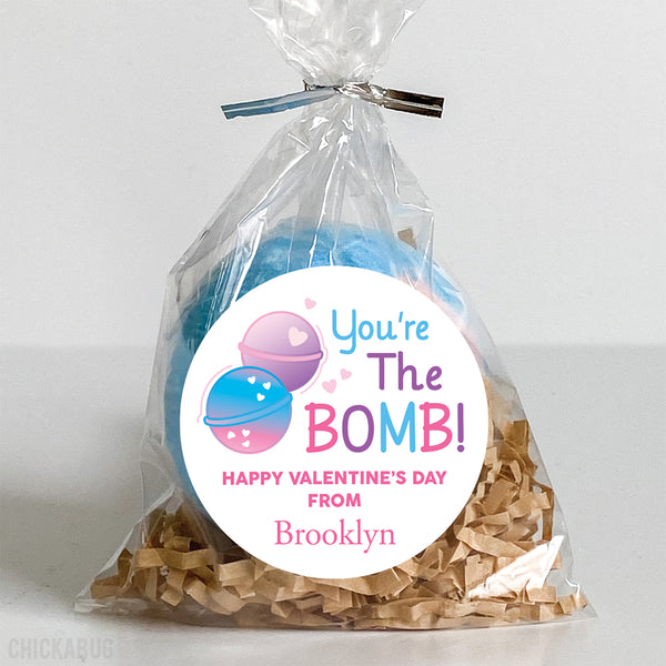 Bath Bomb "You're The Bomb" Valentine's Day Stickers