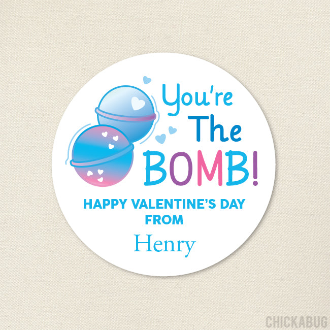 Blue Bath Bomb Valentine's Day Stickers
