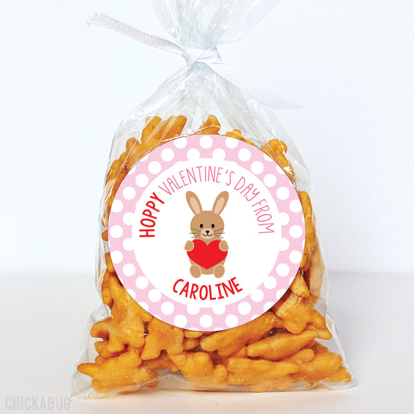 Bunny "Hoppy Valentine's Day"  Valentine's Day Stickers