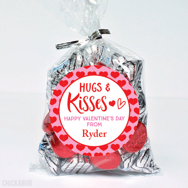 "Hugs and Kisses" Valentine's Day Stickers