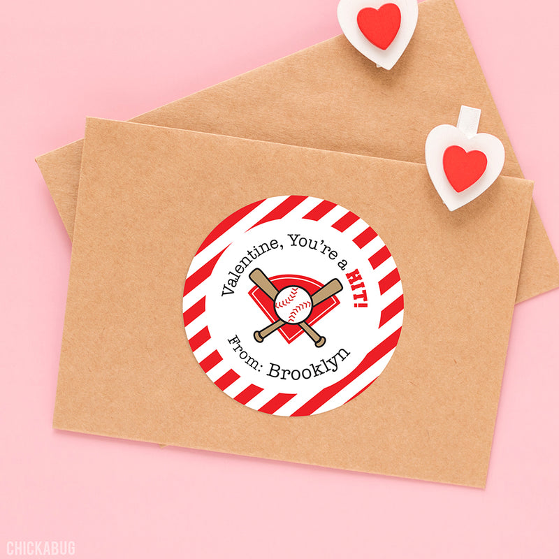 Baseball Valentine's Day Stickers