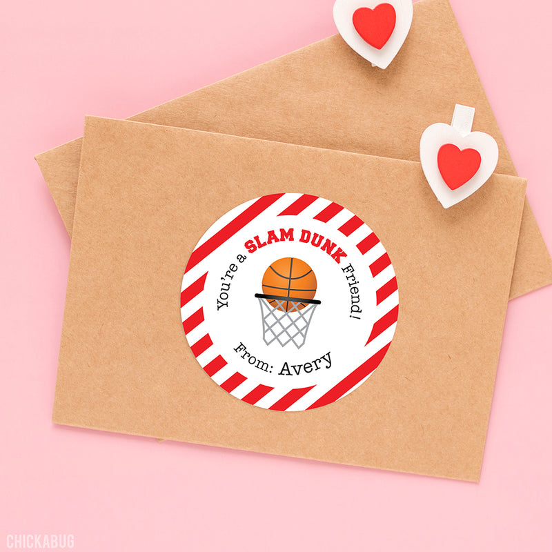 Basketball Valentine's Day Stickers
