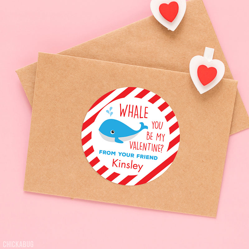 Whale Valentine's Day Stickers