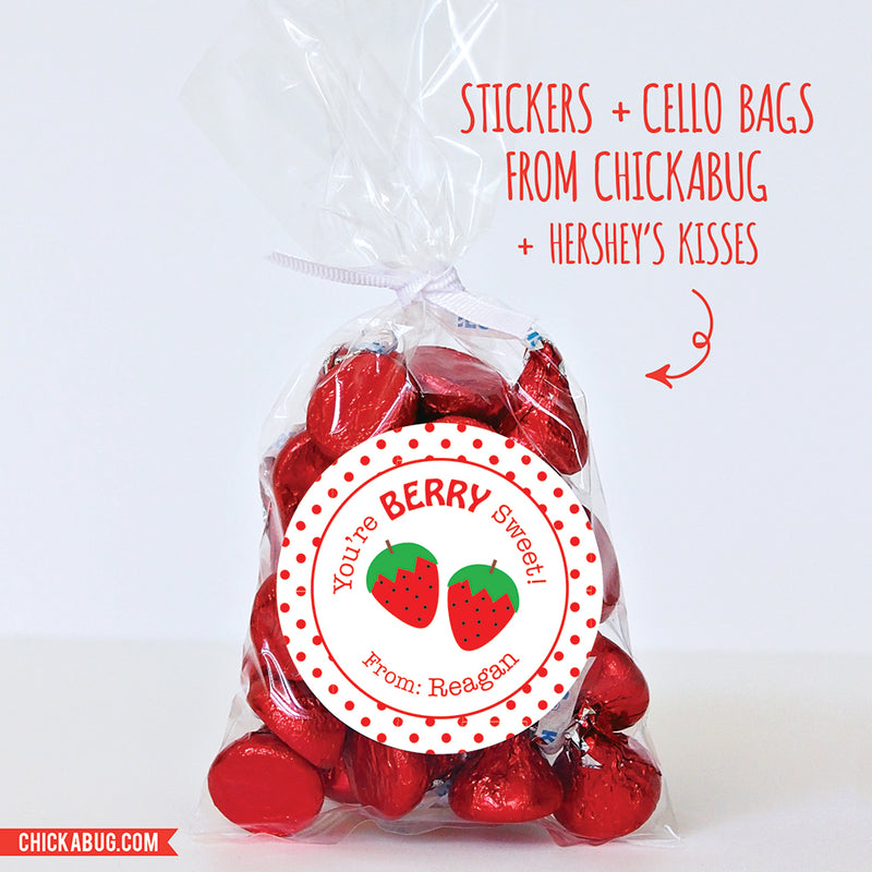 Strawberry "Berry Sweet" Valentine's Day Stickers