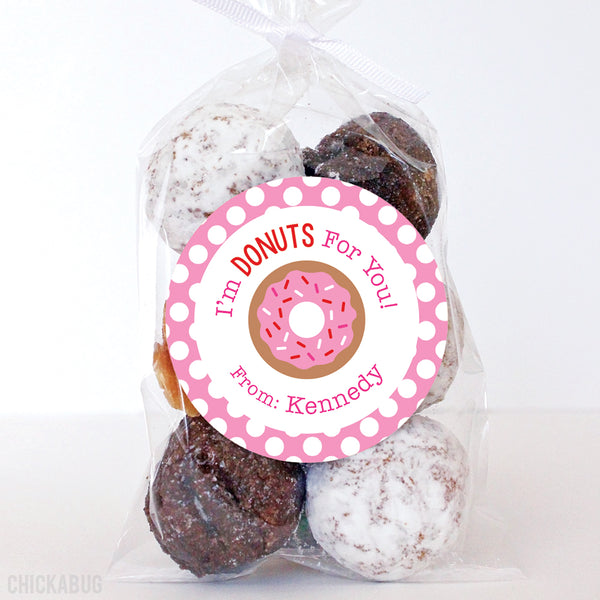 Donut Valentine's Day Stickers - Pink
