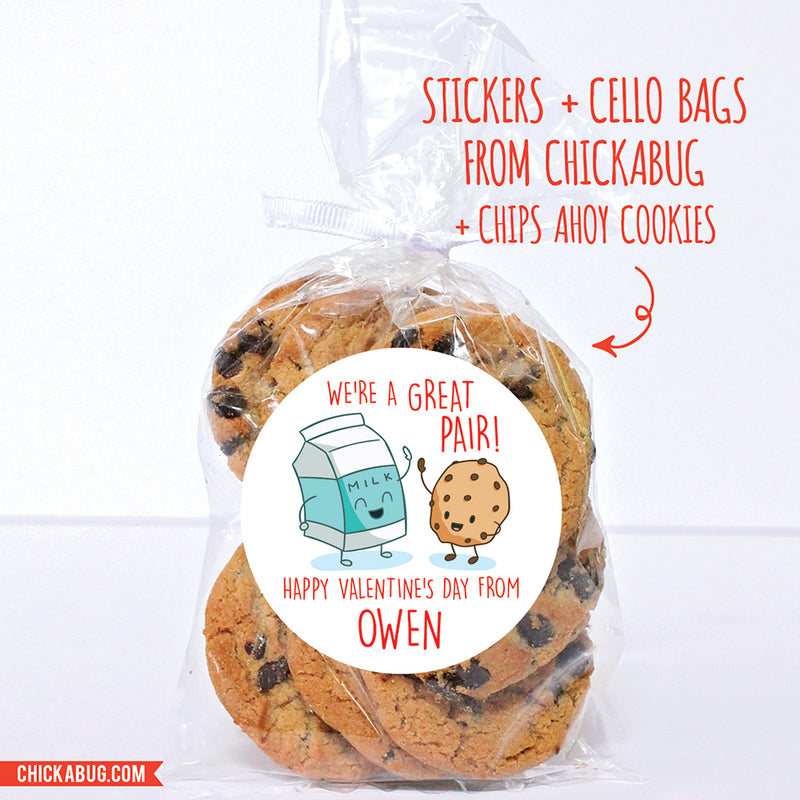 Milk and Cookies Valentine's Day Stickers