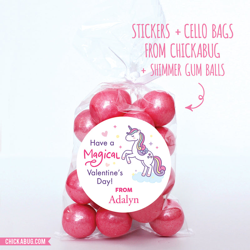 Magical Unicorn Valentine's Day Stickers