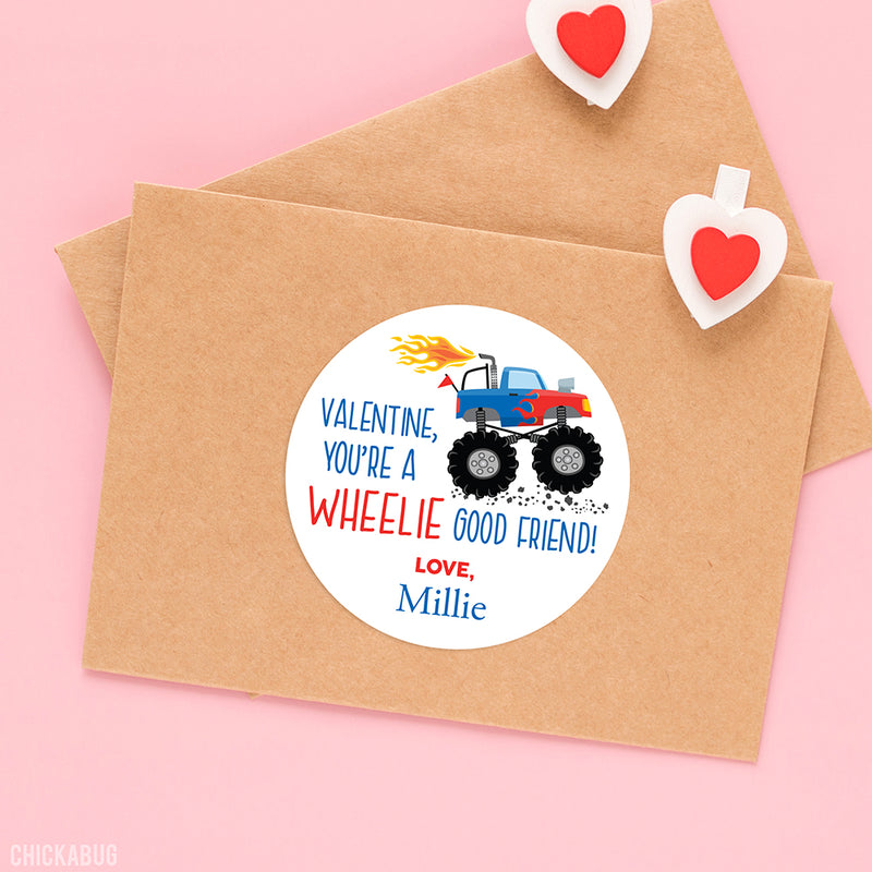 Monster Truck Valentine Stickers, Valentine's Day Stickers, Personaliz –  The Label Palace