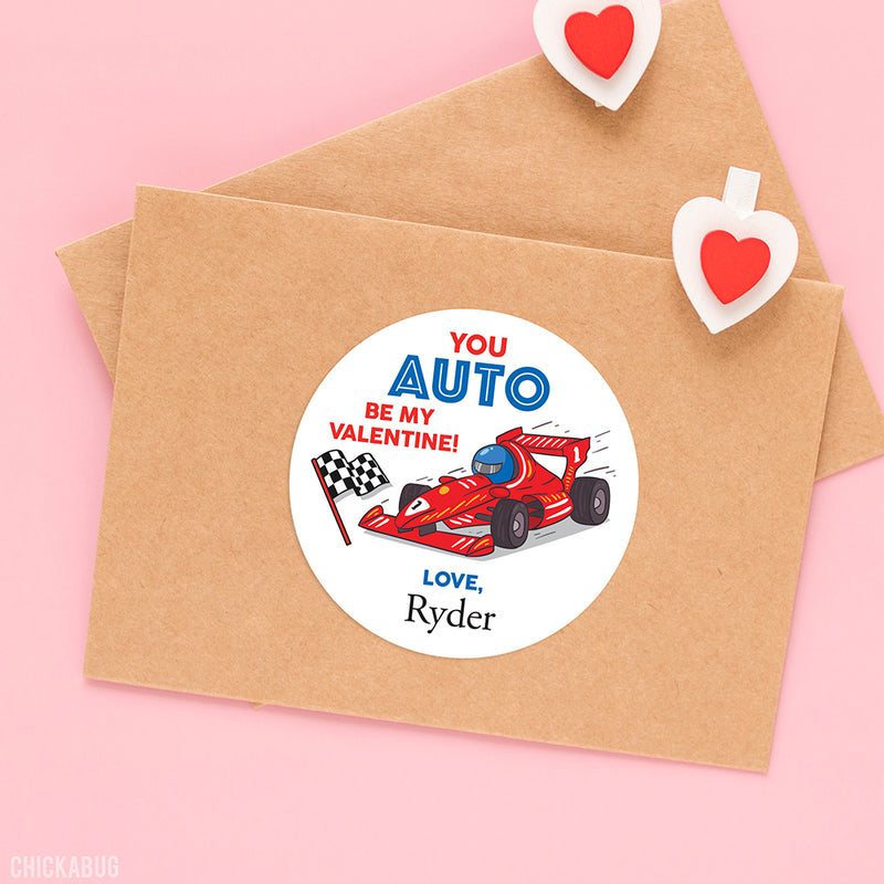 Race Car Driver Valentine's Day Stickers