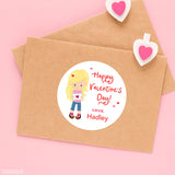 Cute Girl Valentine's Day Stickers - Blonde