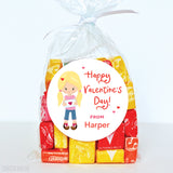 Cute Girl Valentine's Day Stickers - Blonde Pigtails