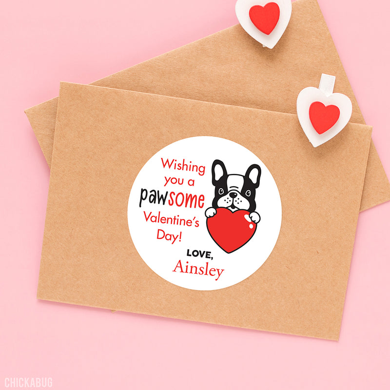 Pawsome Dog Valentine's Day Stickers
