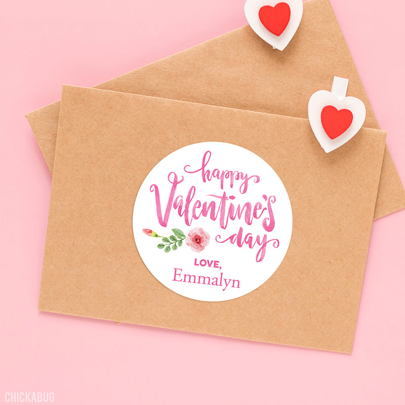 Watercolor Calligraphy Valentine's Day Stickers