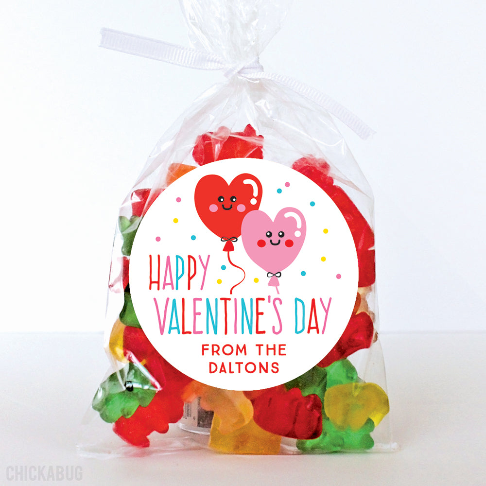 Personalized Heart Balloons Valentine's Day Stickers – Chickabug