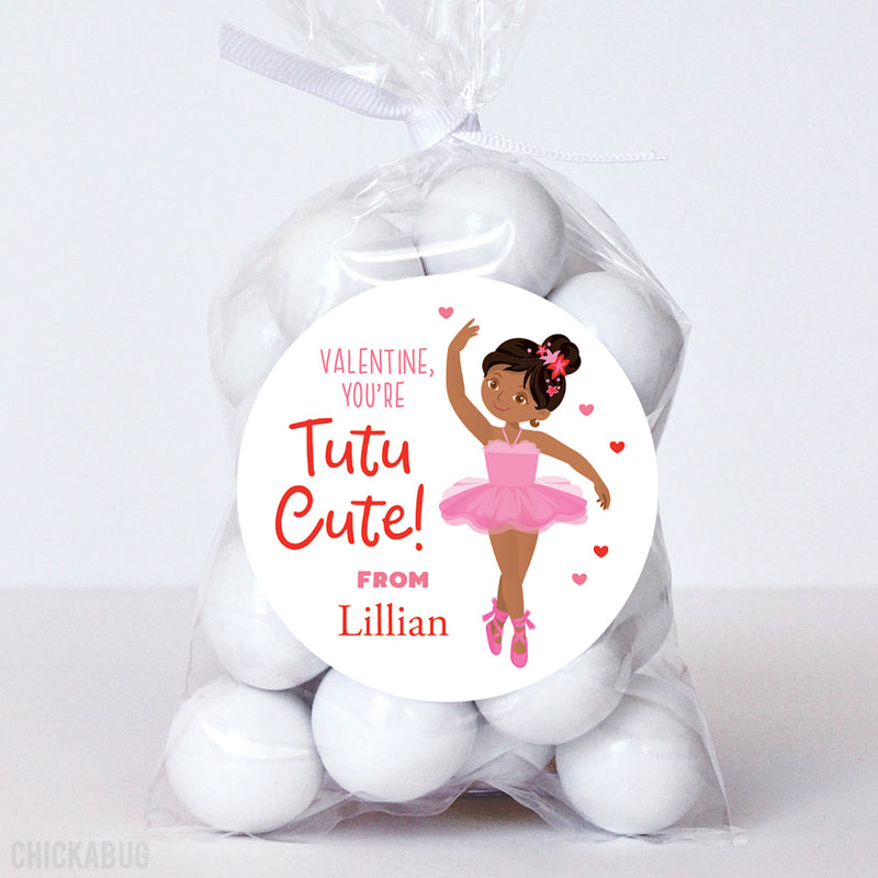 African-American Ballerina Valentine's Day Stickers