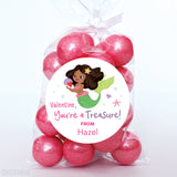 African-American Mermaid Valentine's Day Stickers