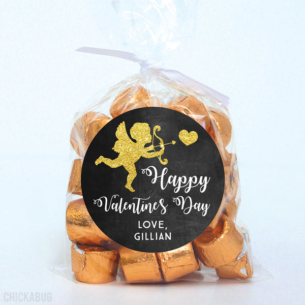 Gold Cupid Valentine's Day Stickers