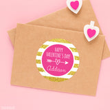 Heart & Arrow Valentine's Day Stickers - Gold and Pink