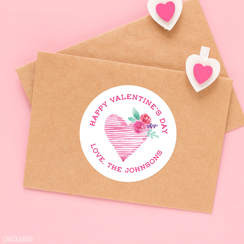 Watercolor Heart Valentine's Day Stickers