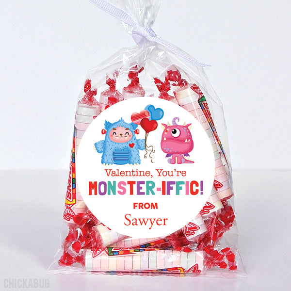 "You're Monster-iffic" Valentine's Day Stickers