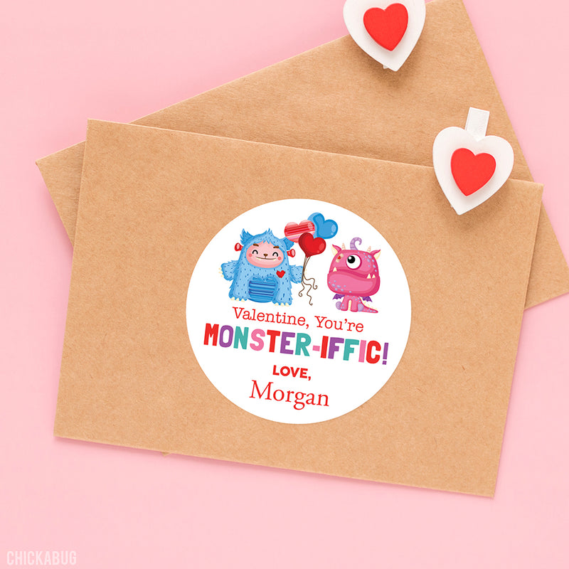 "You're Monster-iffic" Valentine's Day Stickers
