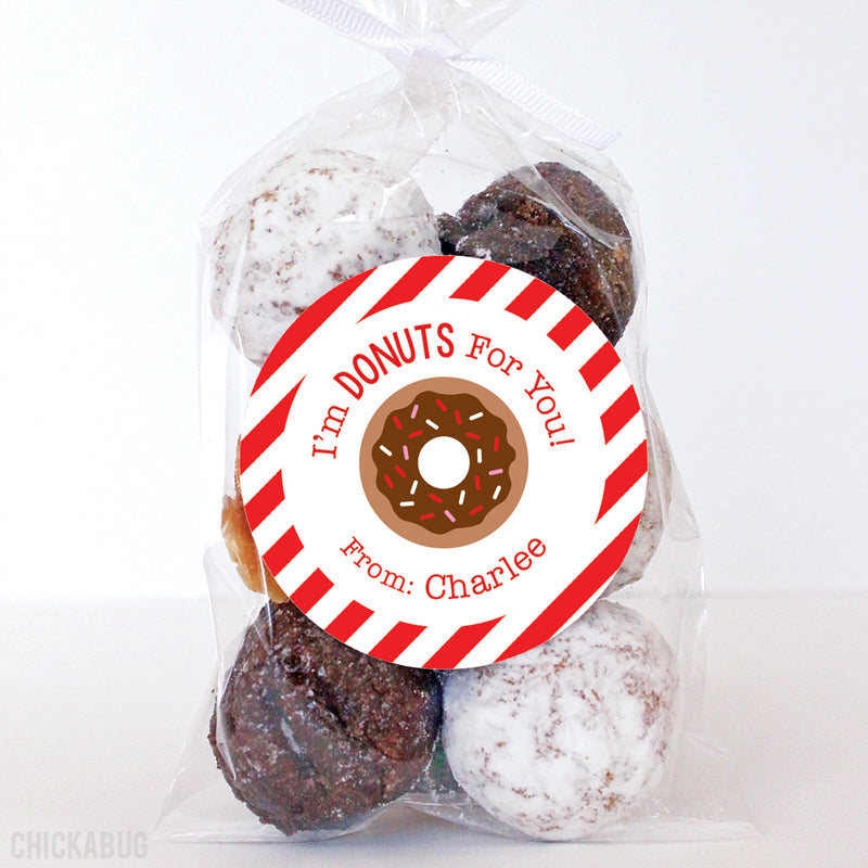 Donut Valentine's Day Stickers - Red