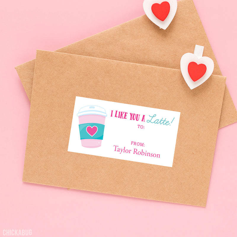 "I Like You a Latte" Valentine's Day Gift Labels