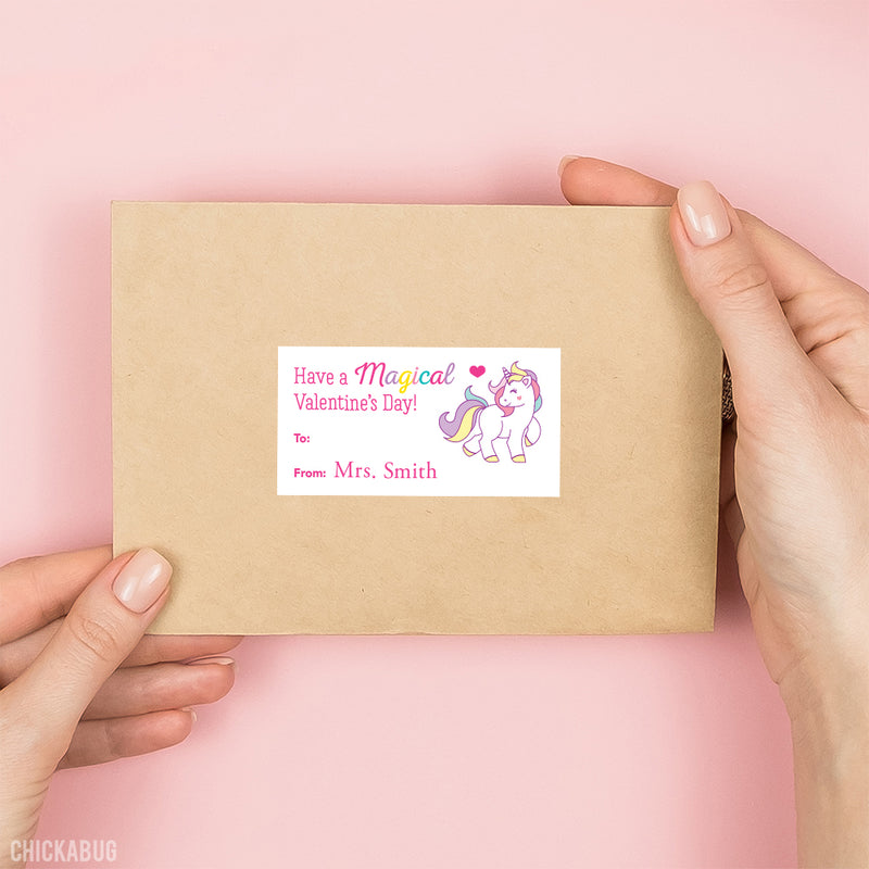 Magical Unicorn Valentine's Day Gift Labels