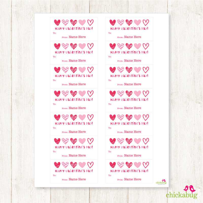 Hearts Valentine's Day Gift Labels