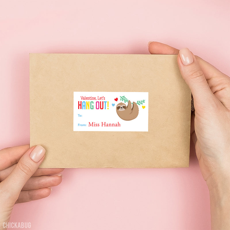 Sloth Valentine's Day Gift Labels