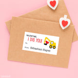 "I Dig You" Construction Valentine's Day Gift Labels