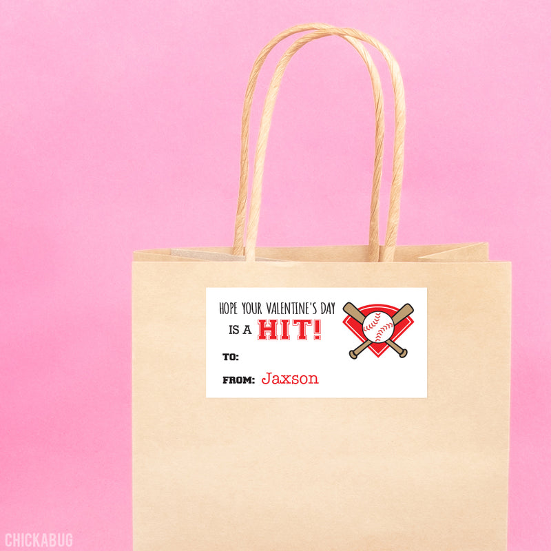 Baseball Valentine's Day Gift Labels