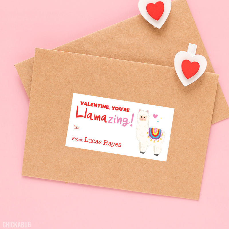 Llama Valentine's Day Gift Labels