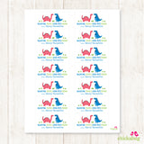 Pink and Blue Dinosaurs Valentine's Day Gift Labels