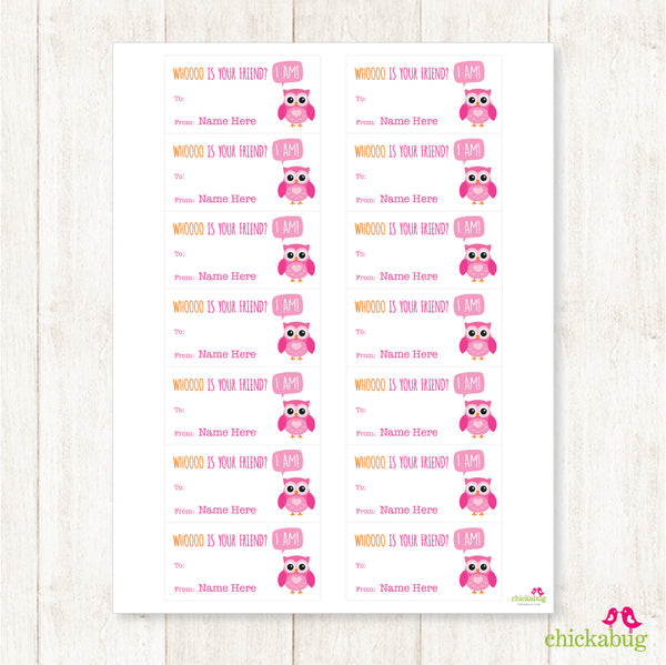 Owl Valentine's Day Gift Labels