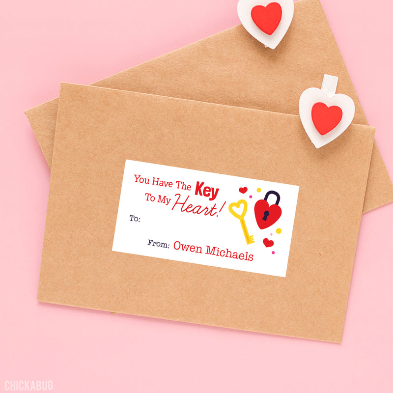 Lock and Key Valentine's Day Gift Labels