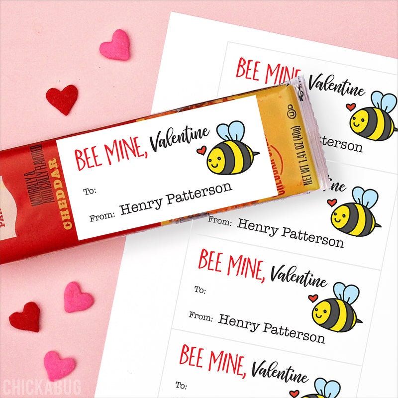 Bumblebee Valentine's Day Gift Labels