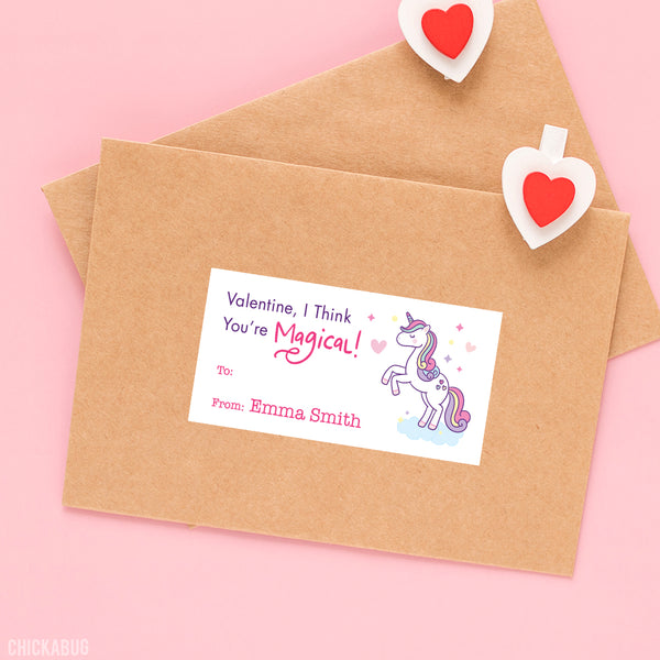 Unicorn "You're Magical!" Valentine's Day Gift Labels