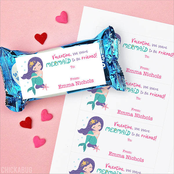 Mermaid Valentine's Day Gift Labels