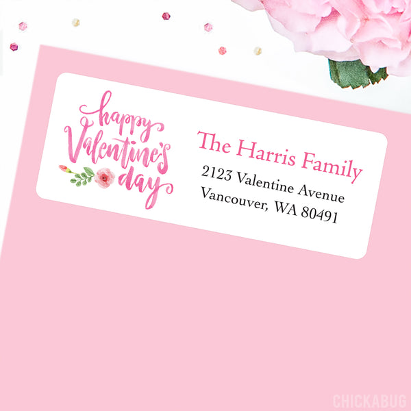 Pink Happy Valentine's Day Address Labels