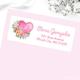 Watercolor Heart and Flowers Address Labels