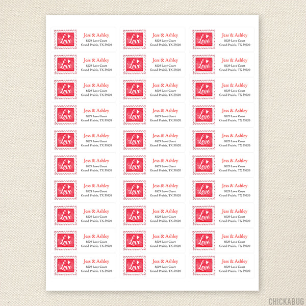 Love Stamp Valentine's Day Address Labels