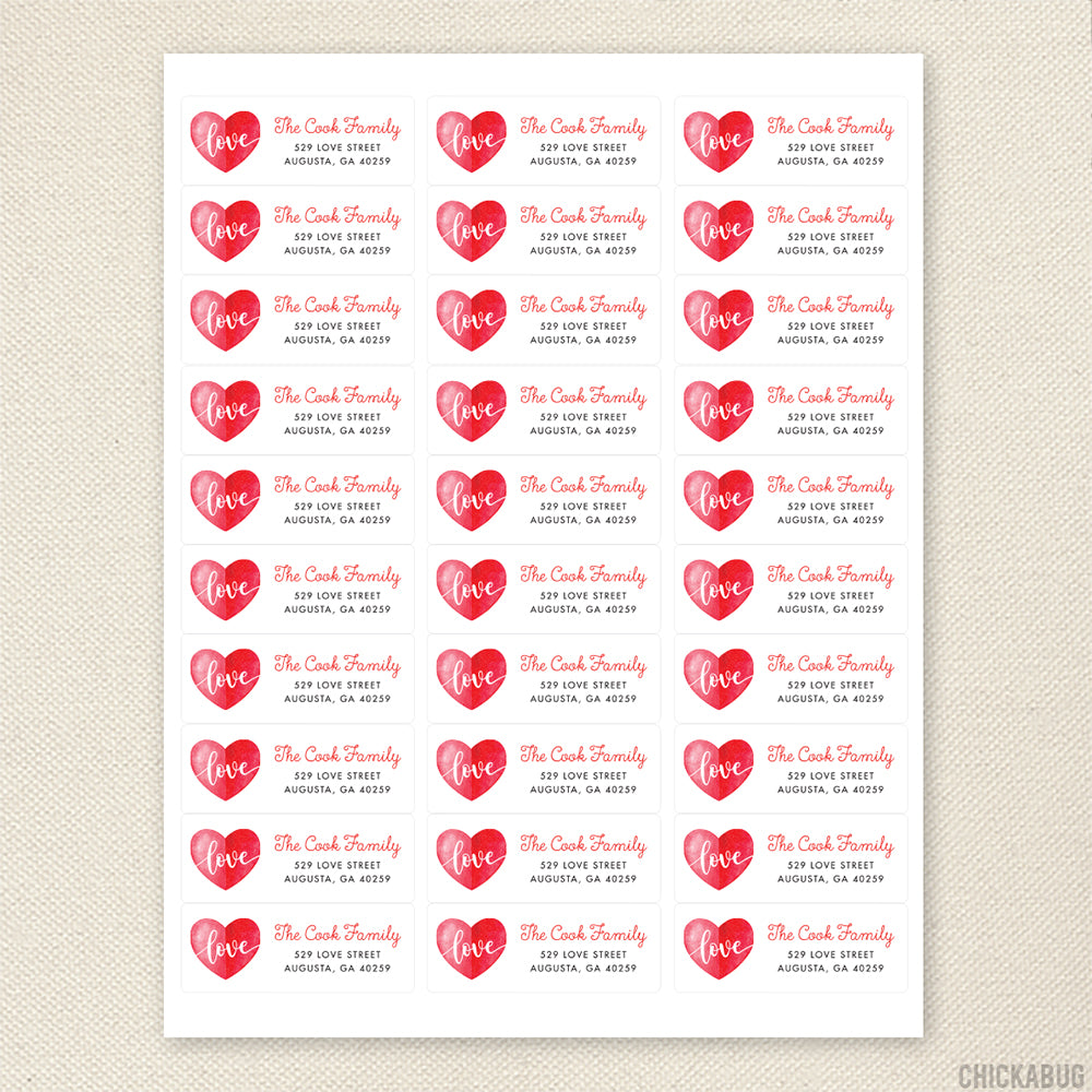 Address Labels Heart Personalized Love Heart Return Address Labels – Chickabug