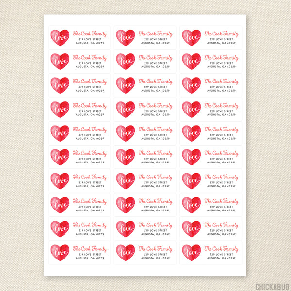 Love Heart Address Labels