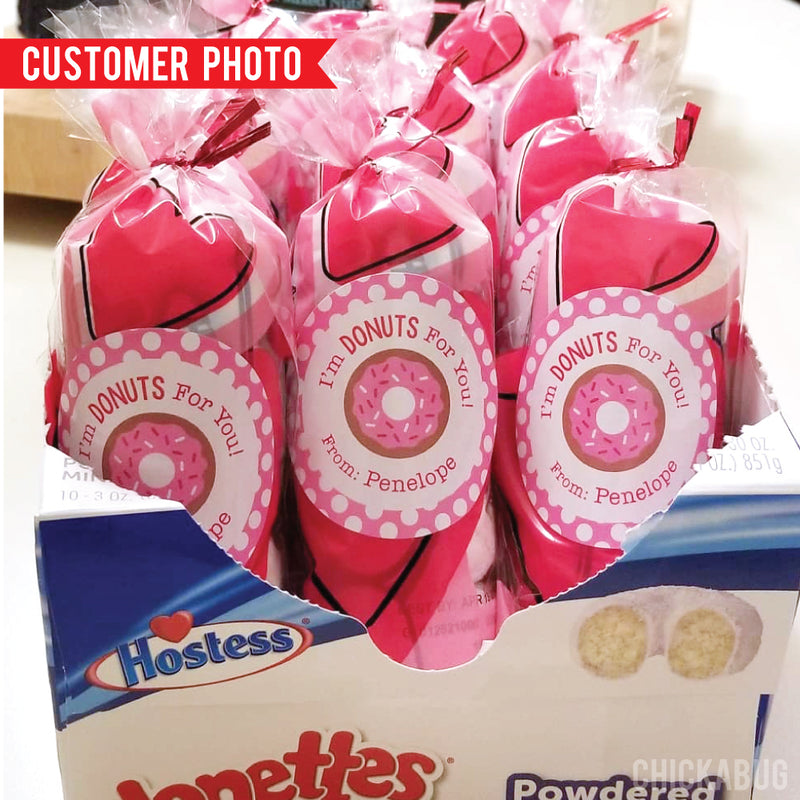 Donut Valentine's Day Stickers - Pink
